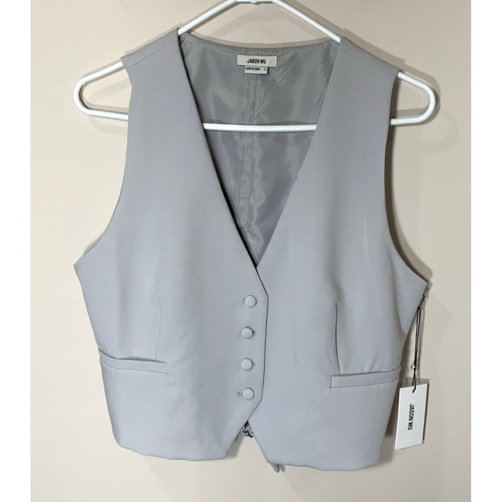 NEW Jason Wu Vest Womens Large Gray Waistcoat Luxury Minimalist MSRP $200 w/TAG